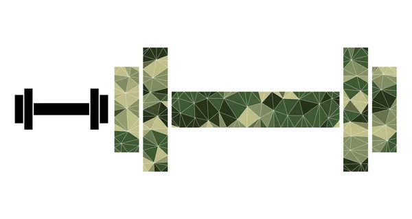 Driehoeksmeting Mosaic Barbell Icon in Camo Army kleuren — Stockvector