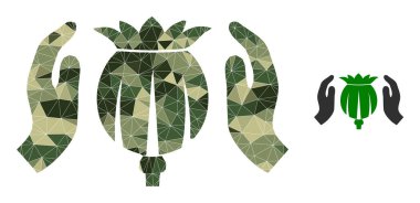 Mozaik Haşhaş Bakımı Khaki Askeri Renkleri ile İkon Elleri