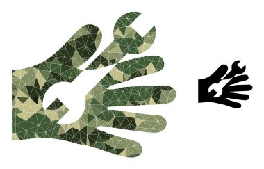 Mozaik Anahtarı Hizmet El Simgesi Kamuflaj Ordusu Renkleri