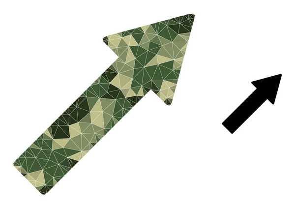 Mosaico poligonal arriba Icono de flecha en tonos de color militar camuflaje — Vector de stock