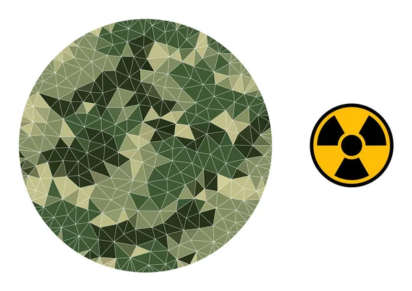 Ícone radioativo do mosaico poligonal em tons de cores militares cáqui — Vetor de Stock