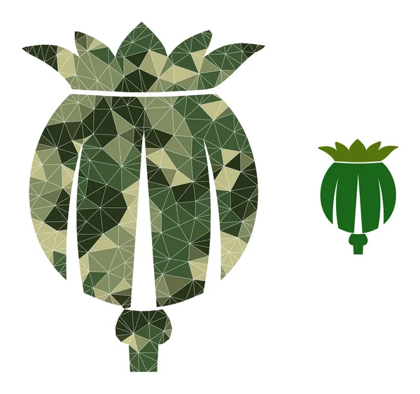 Lowpoly Mozaik Afyon Haşhaş Askeri Renk Simgesi Baş Simgesi