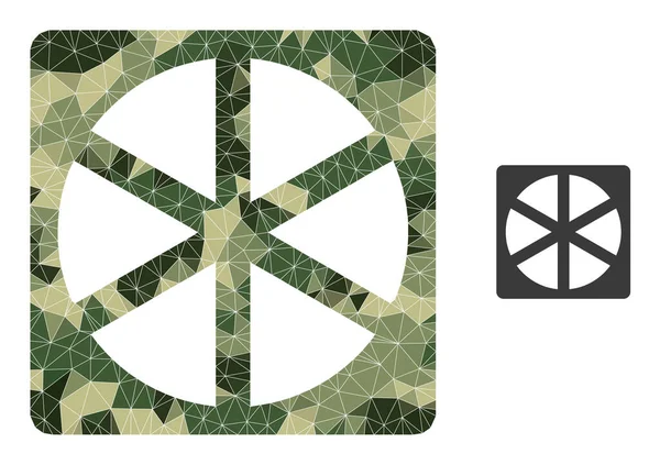 Icône de boîte à pizza en mosaïque à faible poly camouflage teintes de couleur de l'armée — Image vectorielle