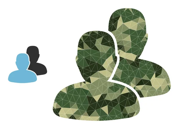 Icône d'utilisateurs de mosaïque de triangle dans les teintes de couleur de l'armée kaki — Image vectorielle