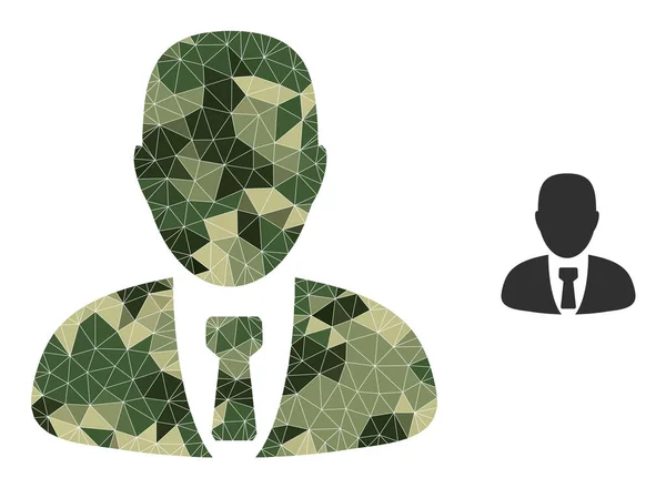 Icono Administrador de mosaico de triángulo en colores militares Camo — Vector de stock