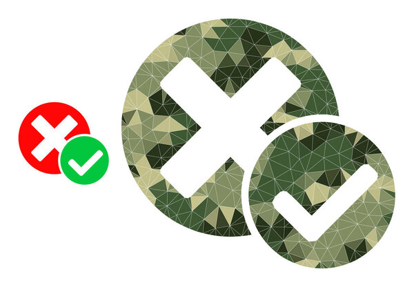 Polygonal Mosaic True Negative Icon in Camouflage Military Colors