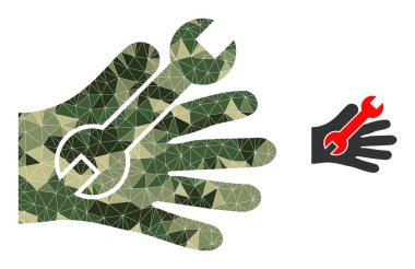 Üçgen Mozaik Tamir Servisi El Simgesi Camo Ordu Renk Renkleri
