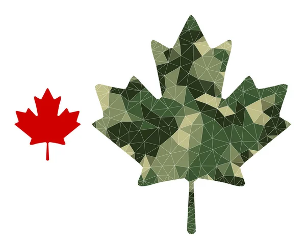 Triangle Mosaic Maple Leaf Icon in Camo Military Colors — Stock Vector