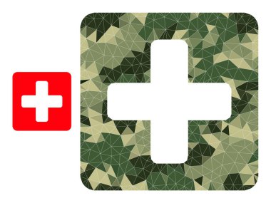 Kamuflaj Ordu Renkleri Mozaik Tıbbi Kutusu Simgesi
