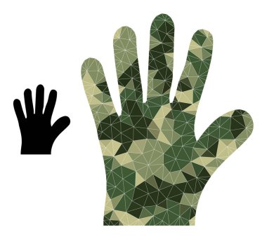 Camo Ordu Renklerinde Üçgen Mozaik El Simgesi