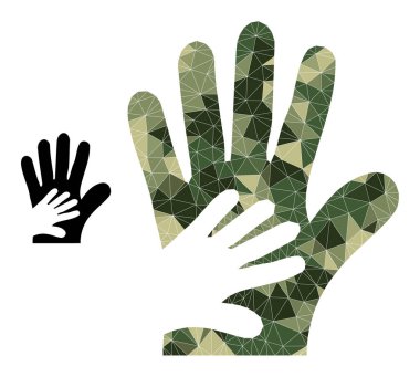 Lowpoly Mozaik Arkadaşı Kamuflaj Ordu Renkleri İkonasını Elledi