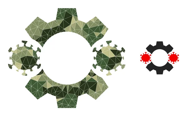 Icono de Nanobot de virus de mosaico de baja polivinización en tonos de color militares camuflados — Archivo Imágenes Vectoriales