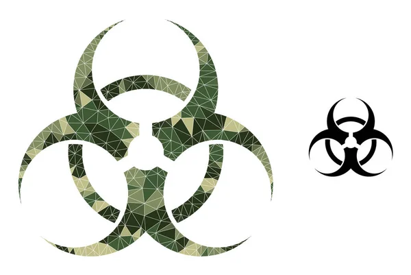 ( 영어 ) Lowpoly Mosaic Biohazard Icon in Camo Military Color Hues — 스톡 벡터