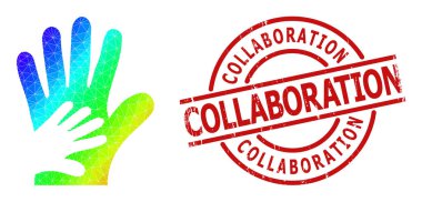 Çizilmiş İşbirliği Filigranı ve Çokgen Tayf Arkadaşı Gradyan Elle Simge