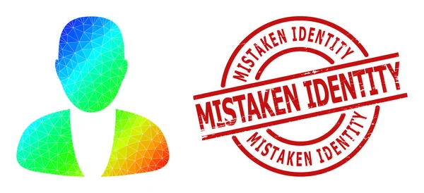 Textured Mistaken Identity Watermark and Triangle Filled Spectral Colored Guy Person Icon with Gradient - Stok Vektor