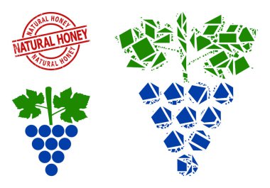 Geometrik Üzümler Toplu Simge Mozaiği ve Dokulu Bal Damgası