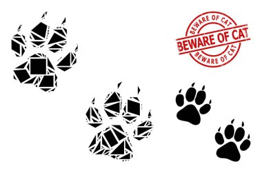 Geometrik Kaplan Parmak izleri Simge Mozaiği ve Kalıplı Kedi Mühürü Taklidine Dikkat