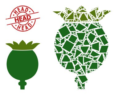 Geometrik Gelincik Baş Simgesi Mozaiği ve Dokulu Baş Mühürleme