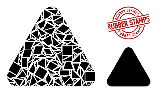 Geometrik Yuvarlak Üçgen Simge Mozaiği ve Dokulu Lastik Damgalar Mührü