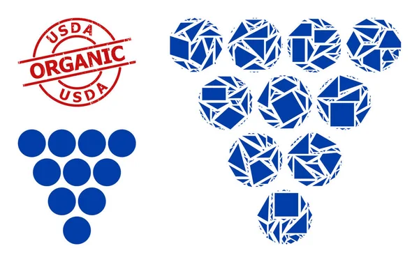 Geometrik Üzümler Simge Mozaiği ve Sıkıntı Usda Organik Damgası