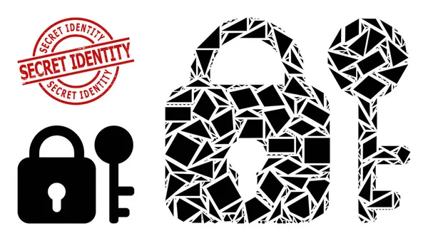 Geometrikus Titoktartási ikon Mozaik és Grunge titkos identitás vízjel — Stock Vector