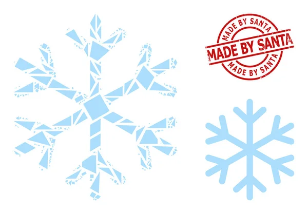 Geometrische sneeuwvlok icoon Mozaïek en gekraakt Gemaakt door Santa Stamp — Stockvector
