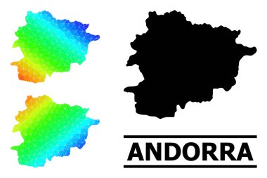 Çapraz Gradyan ile Lowpoly Gökkuşağı Andorra Haritası