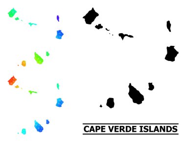 Çapraz Gradyan ile Cape Verde Adalarının Lowpoly Gökkuşağı Haritası