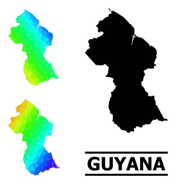 Çapraz Gradyan Guyana Lowpoly Gökkuşağı Haritası