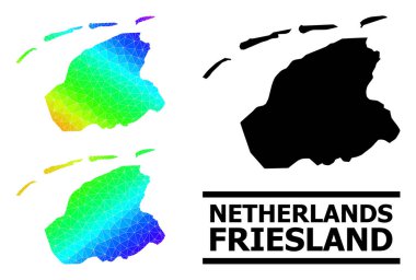 Çapraz Gradyan ile Friesland Eyaleti Lowpoly Spectral Renkli Haritası