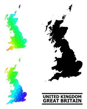 Çapraz Gradyan ile Büyük Britanya Lowpoly Spektrum Haritası
