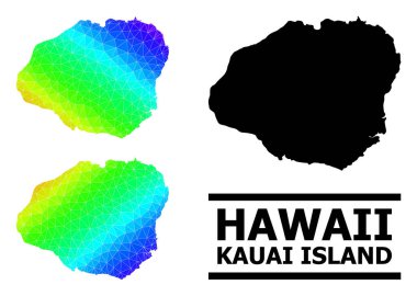 Çapraz Gradyanlı Kauai Adası Lowpoly Gökkuşağı Haritası