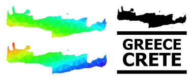 Girit Adasının Çapraz Gradyanlı Düşük Polonyalı Renkli Haritası