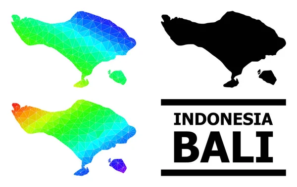 Carte colorée spectrale remplie triangulaire de l'île de Bali avec dégradé diagonal — Image vectorielle