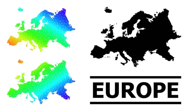 Polygonale Regenbogenkarte von Europa mit diagonalem Verlauf — Stockvektor