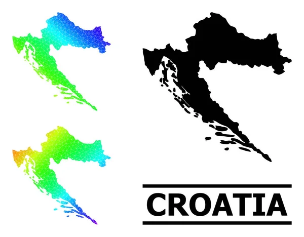 Hırvatistan 'ın Gökkuşağı Haritasını Çapraz Eğimle Dolu Üçgen — Stok Vektör