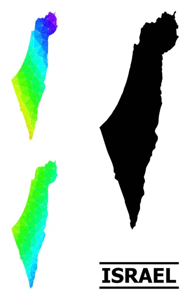 Lowpoly Rainbow Map of Israel with Diagonal Gradient — Vector de stock