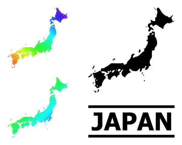 Dreiecksgefüllte Spektrum-Karte von Japan mit diagonalem Verlauf — Stockvektor