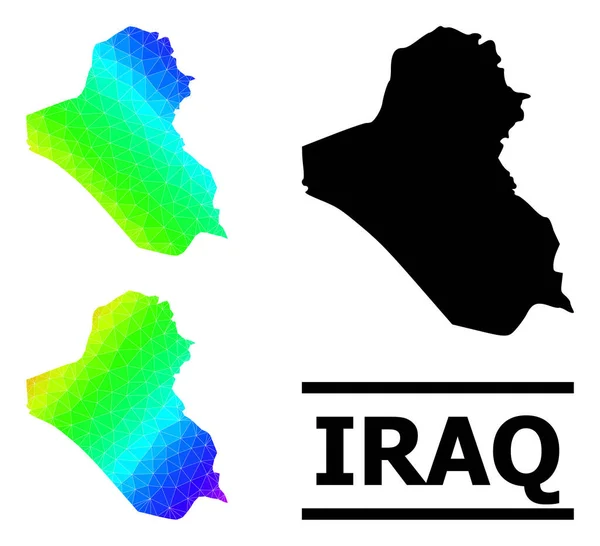 Mappa colorata spettrale poligonale dell'Iraq con gradiente diagonale — Vettoriale Stock