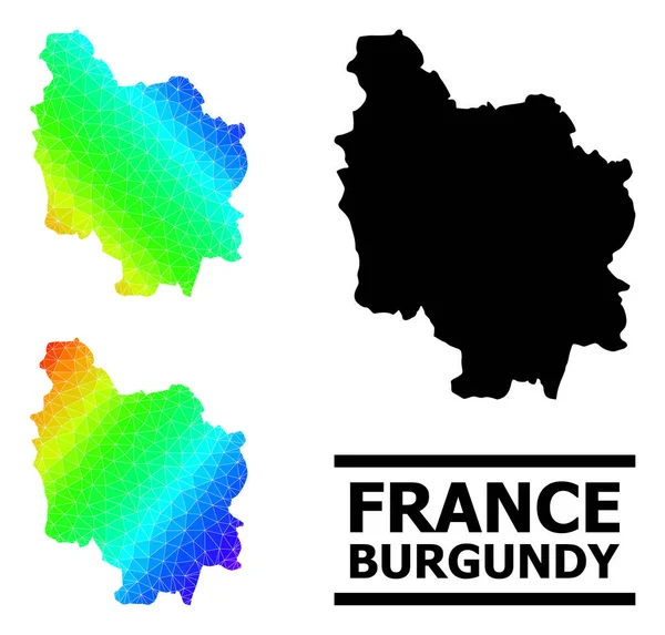 Mapa del espectro Lowpoly de la provincia de Borgoña con gradiente diagonal — Vector de stock