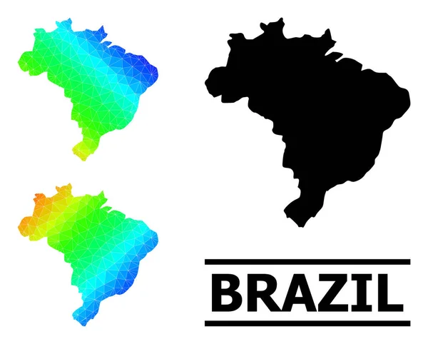 Lowpoly Spectral Colored Map of Brazil with Diagonal Gradient — Wektor stockowy