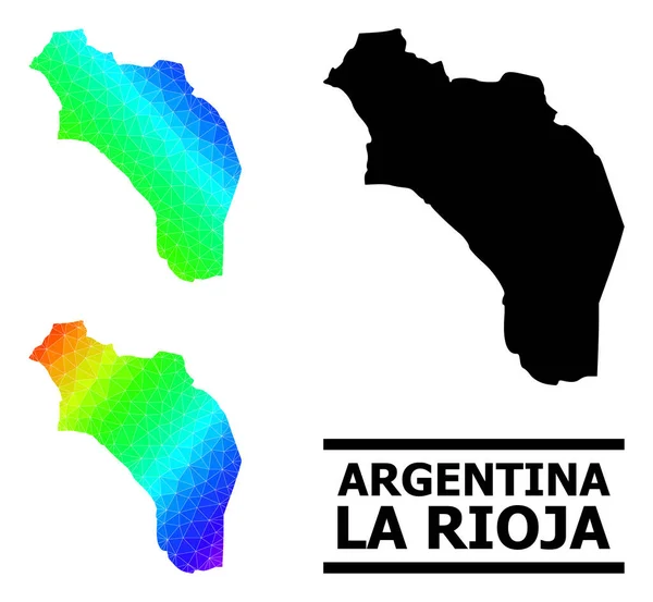 Mapa de colores espectrales poligonales de Argentina - La Rioja con gradiente diagonal — Vector de stock
