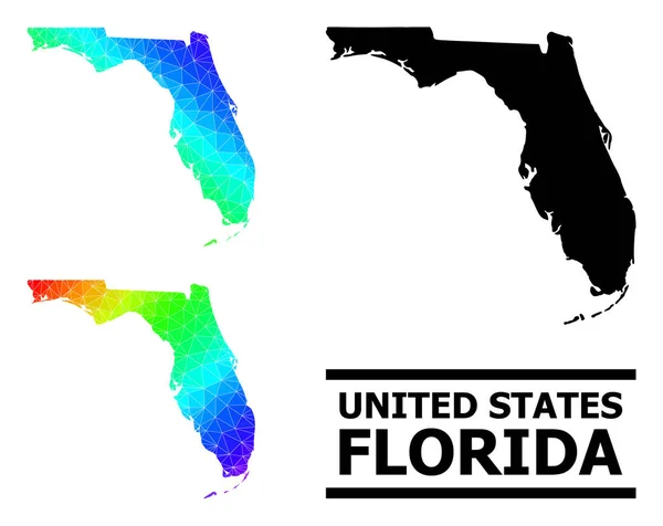 Lowpoly Spectral Colored Map of Florida State with Diagonal Gradient — Stockvector