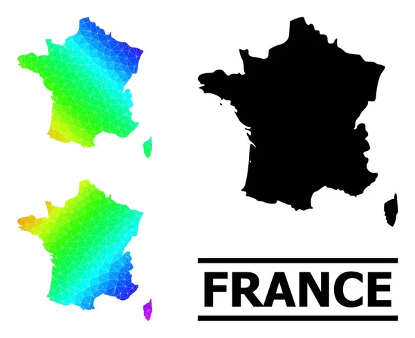 Polygonal Spectrum Map of France with Diagonal Gradient —  Vetores de Stock