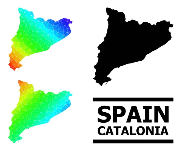 Lowpoly Rainbow Map of Catalonia with Diagonal Gradient — Stock Vector