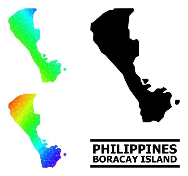 Triangle Filled Rainbow Map of Boracay Island with Diagonal Gradient — Vettoriale Stock