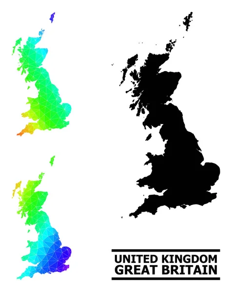 Lowpoly Spectrum Map of Great Britain with Diagonal Gradient — Stockový vektor