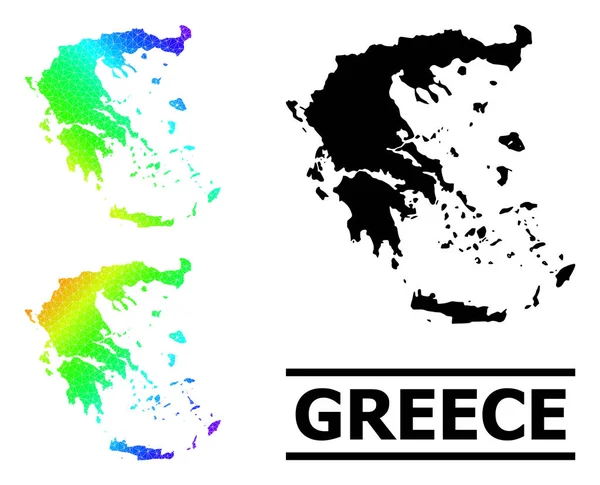 Polygonal Spectral Kolorowa mapa Grecji z ukośnym gradientem — Wektor stockowy