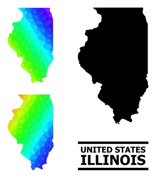 Mappa spettrale colorata riempita triangolo dello stato dell'Illinois con gradiente diagonale — Vettoriale Stock