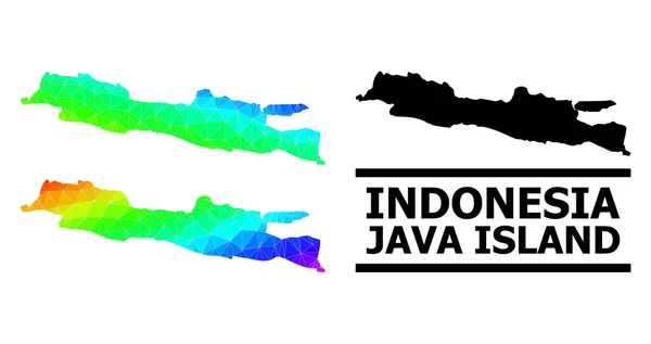 Mapa del espectro poligonal de la isla de Java con gradiente diagonal — Archivo Imágenes Vectoriales